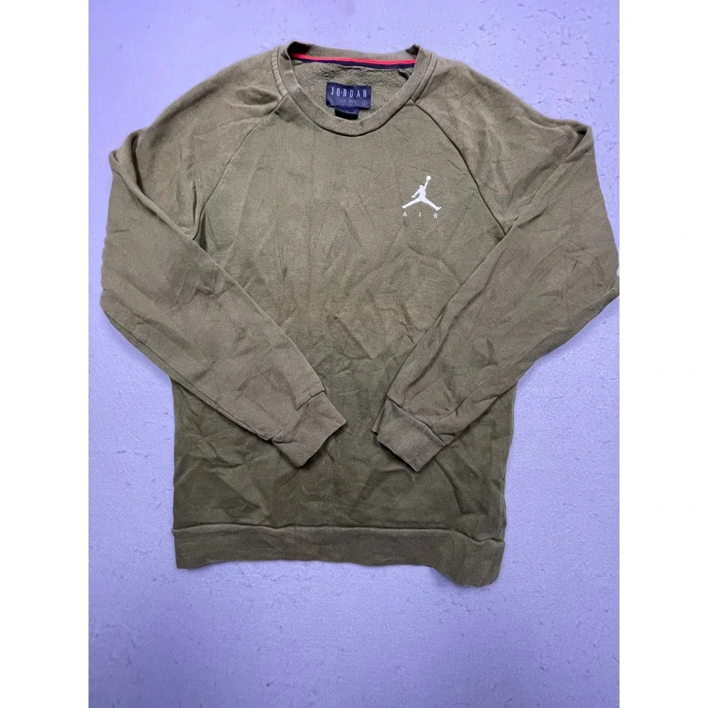 Jordan Crewneck Sweatshirt Cotton Polyester Olive Green Small Mens